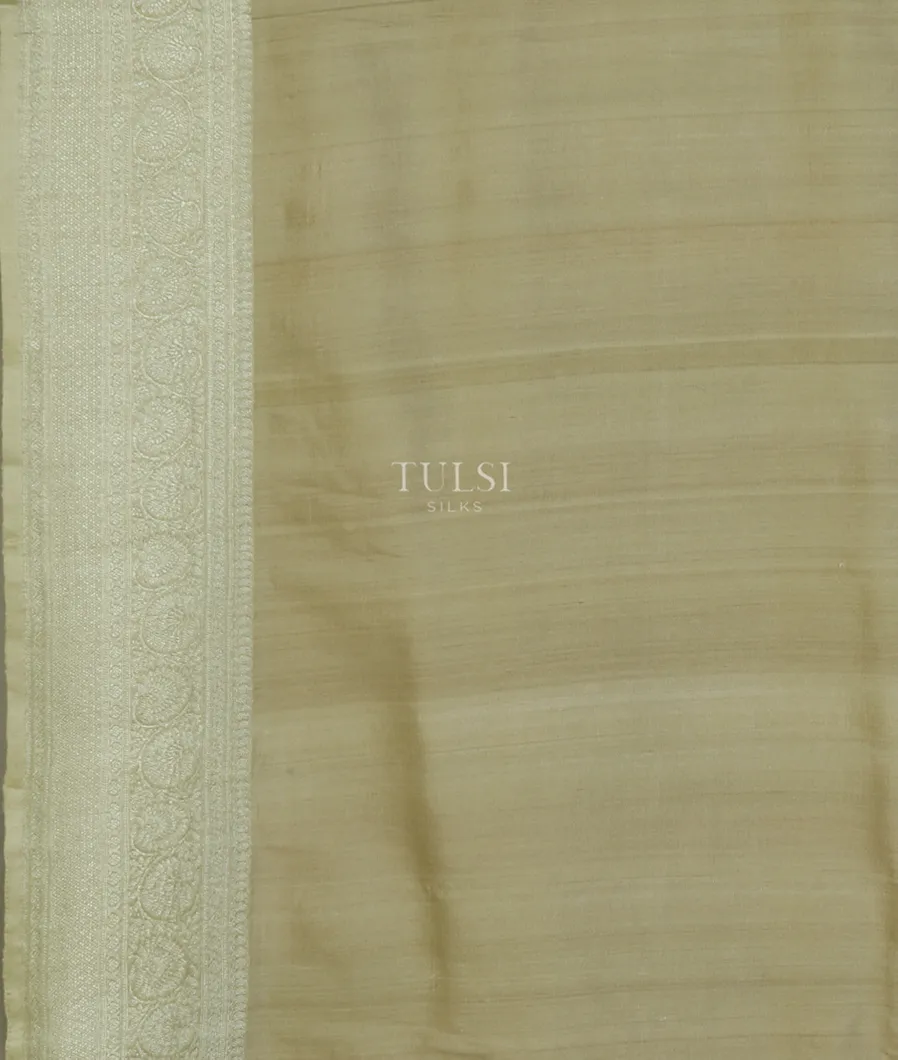 Greenish Beige Banaras Kathan Silk Saree T4093653