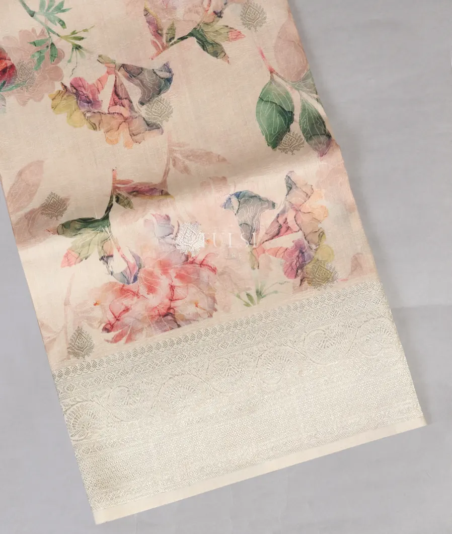 Cream Banaras Kathan Silk Saree T530216-image