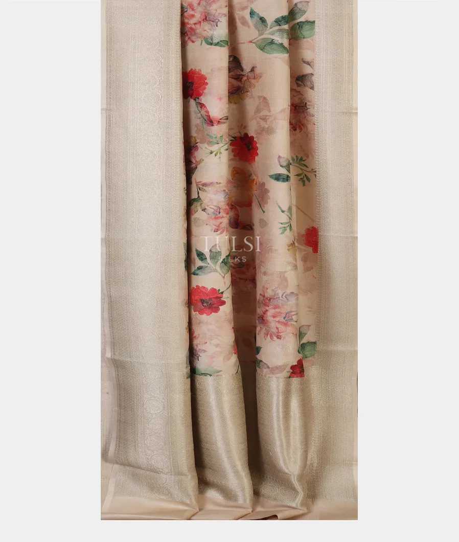 Cream Banaras Kathan Silk Saree T5302162