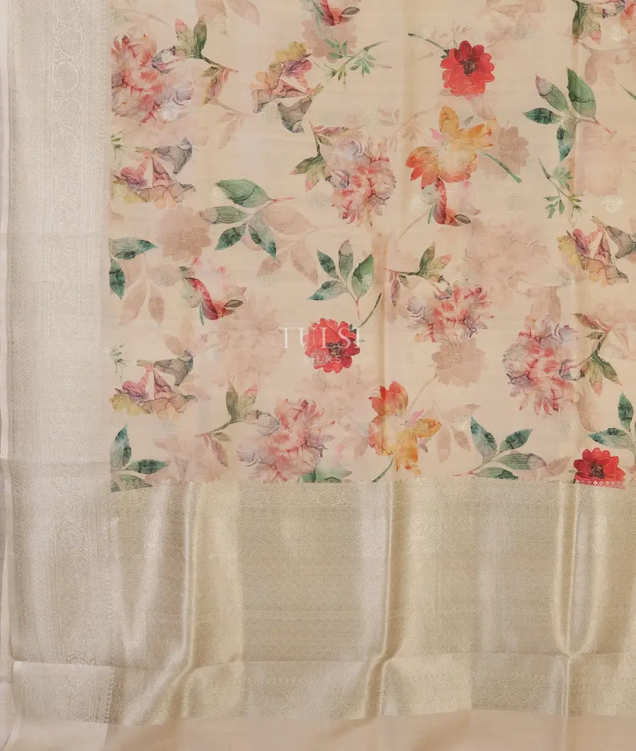 Cream Banaras Kathan Silk Saree T5302164