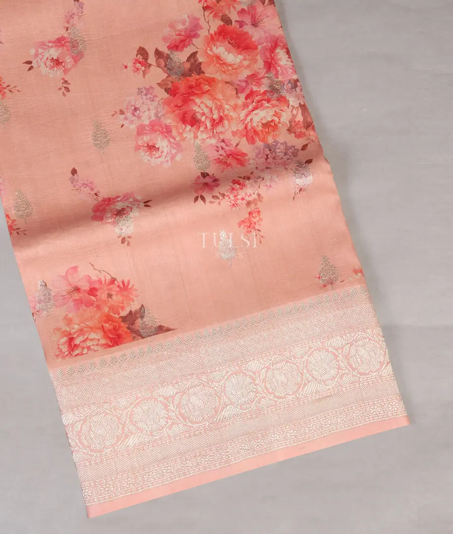 Salmon Pink Banaras Kathan Silk Saree T510110-image