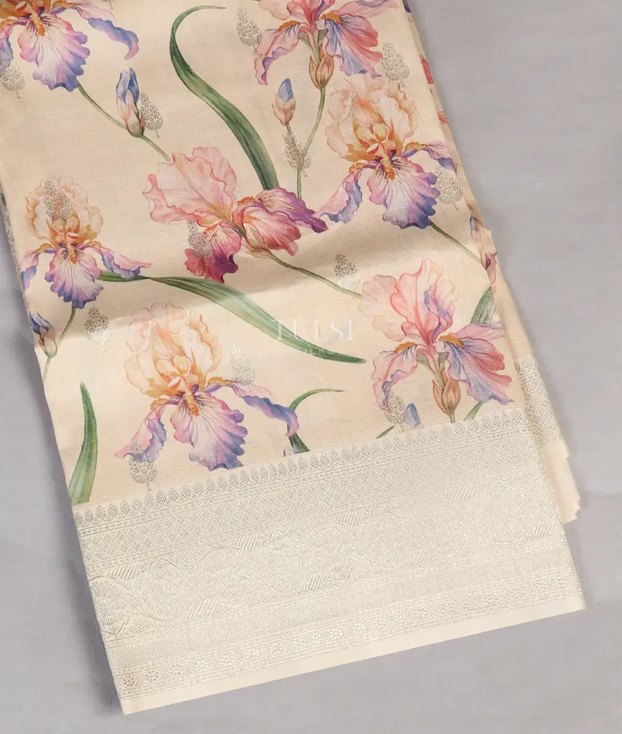 Cream Banaras Kathan Silk Saree T530211-image