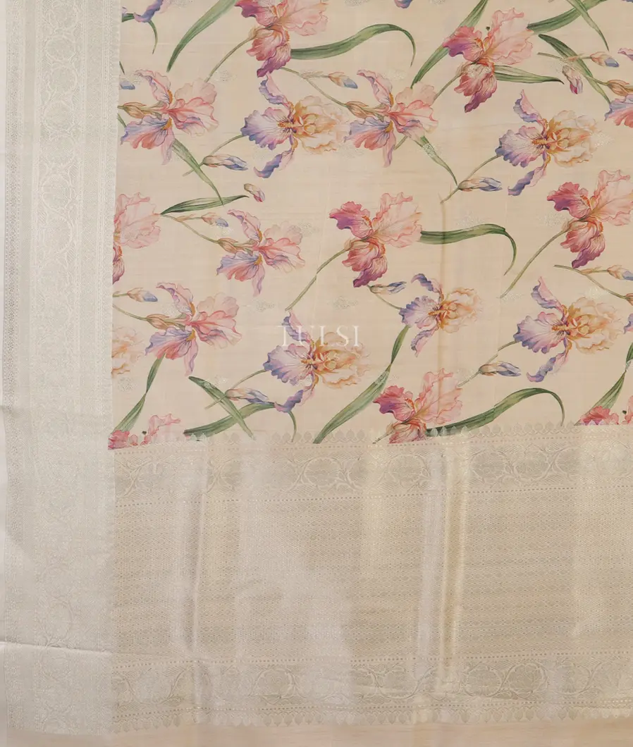 Cream Banaras Kathan Silk Saree T5302114