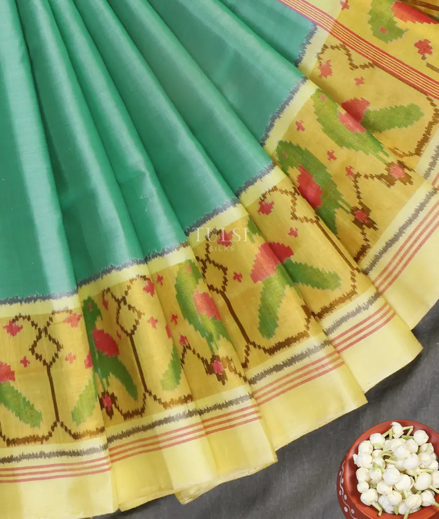 Bluish Green Patola Silk Saree T5381664