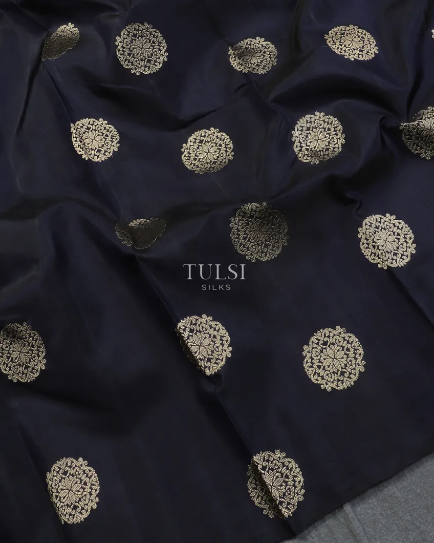 Midnight Blue Kanjivaram Silk Saree T5369825