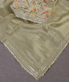 Green Kora Tissue Organza Embroidery Saree T5383224