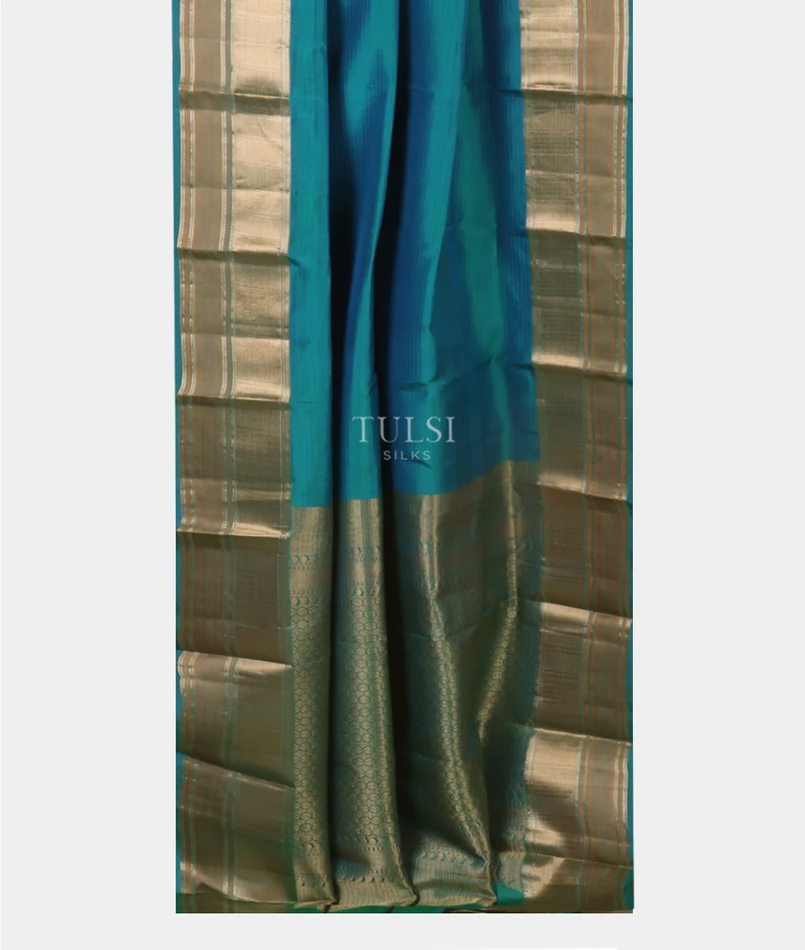 Peacock Blue Soft Silk Saree T5049452