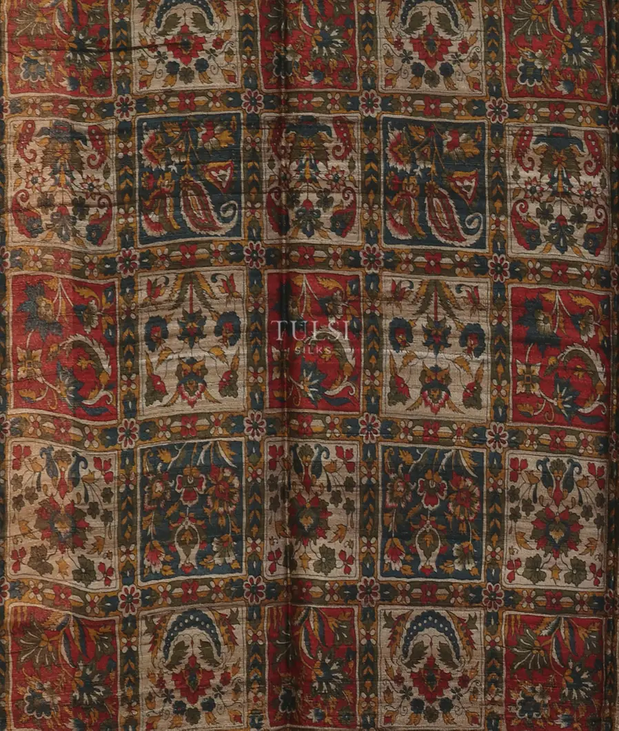 Brown Tussar Printed Saree T5250293