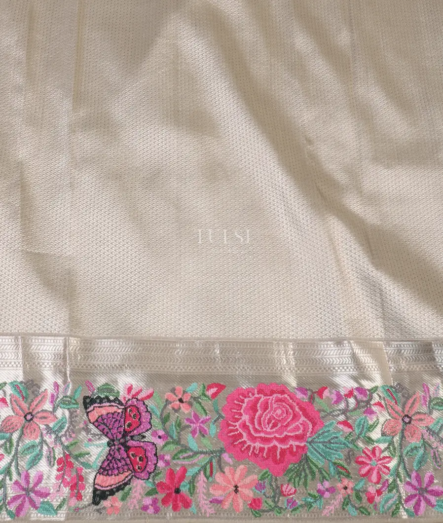 Grey Kanjivaram Embroidery Silk Saree T5383593