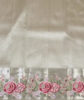 Grey Kanjivaram Embroidery Silk Saree T5383623
