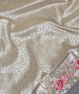 Grey Kanjivaram Embroidery Silk Saree T5383625