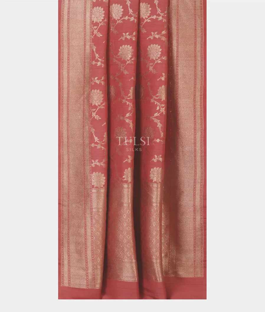 Salmon Pink Tussar Georgette Saree T3562492
