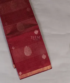 Burgundy Silk Cotton Saree T5342701