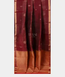 Burgundy Silk Cotton Saree T5342702
