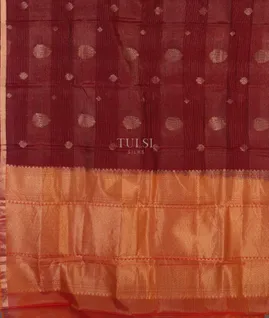 Burgundy Silk Cotton Saree T5342704