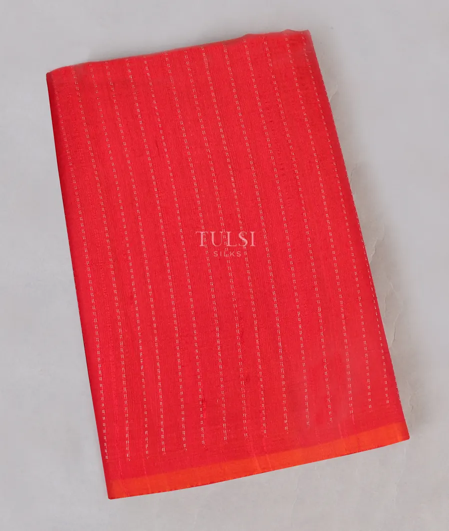 Orangish Pink Woven Raw Silk Saree T539428-image
