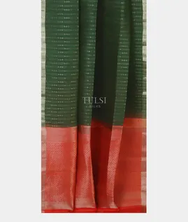 Green Woven Raw Silk Saree T5393282