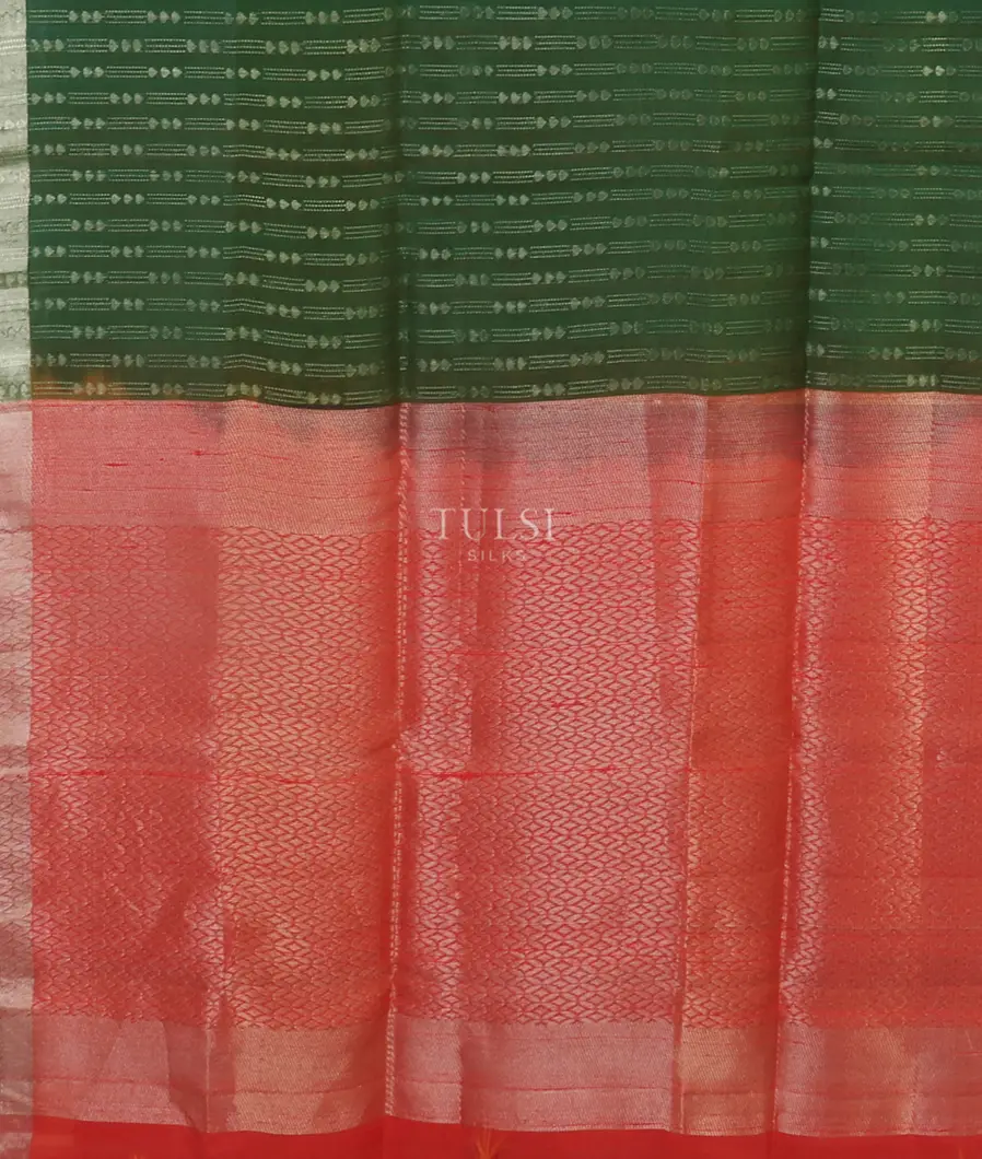Green Woven Raw Silk Saree T5393284