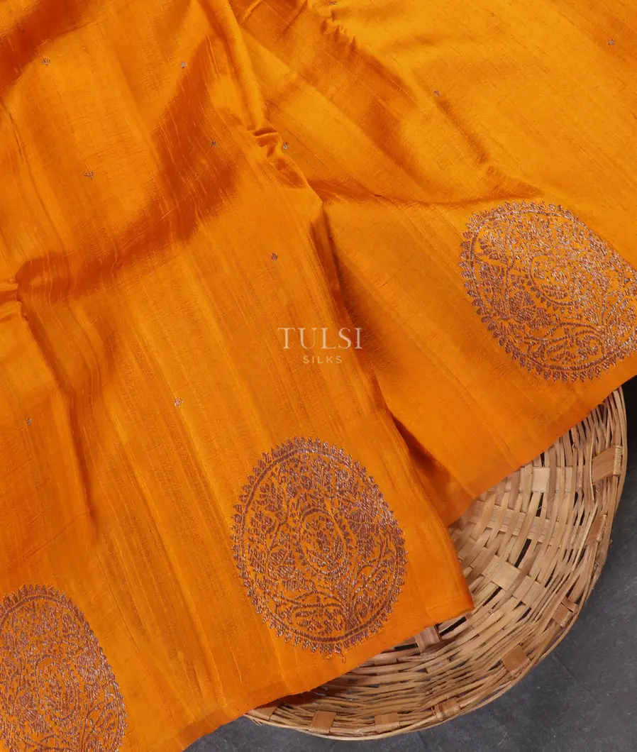 Yellow Banaras Tussar Saree T537856-image