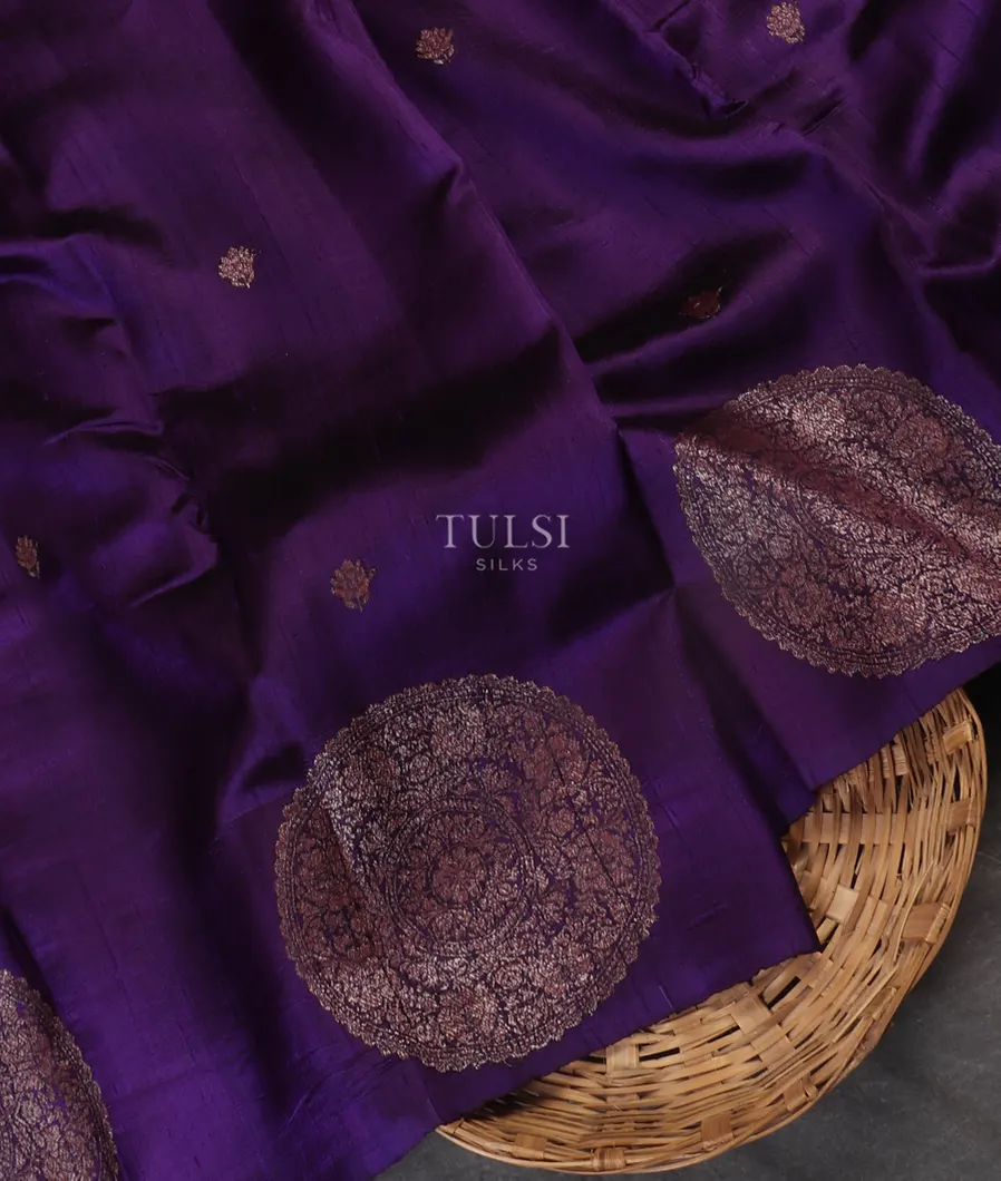 Purple Banaras Tussar Saree T537848-image