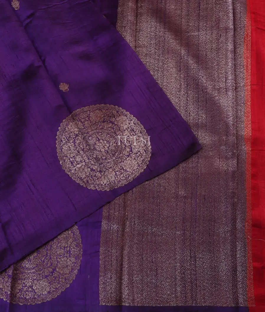 Purple Banaras Tussar Saree T5378482