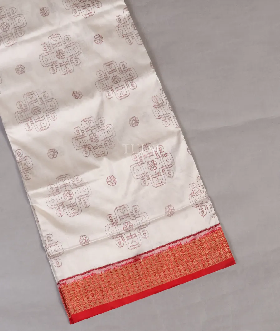 Off-White Ikat Silk Saree T381862-image