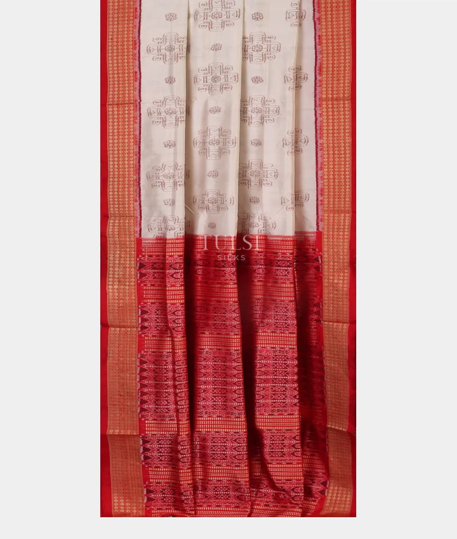 Off-White Ikat Silk Saree T3818622