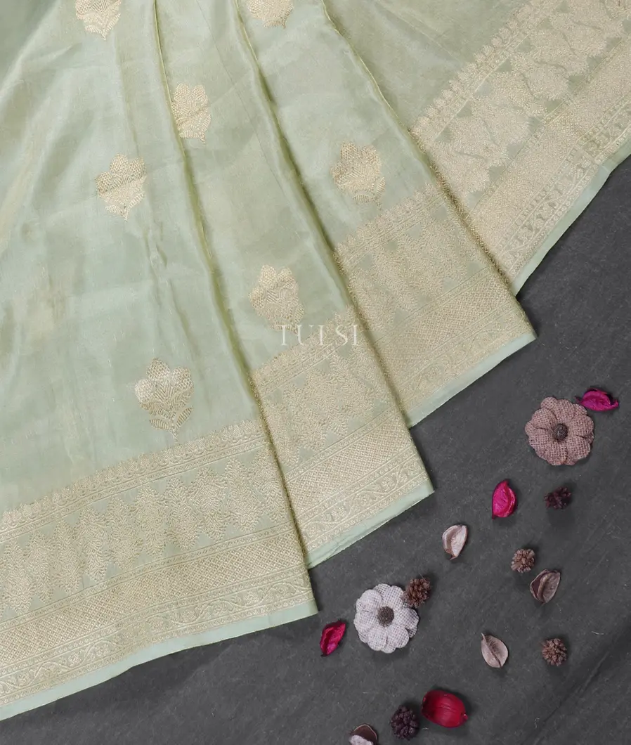 Light Green Banaras Tissue Silk Saree T5377442