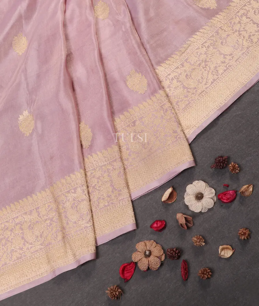 Lavender Banaras Tissue Silk Saree T5377422