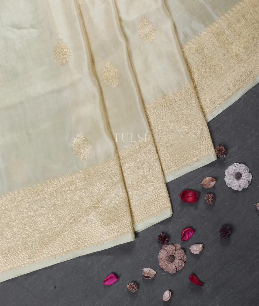 Cream Banaras Tissue Silk Saree T5377462