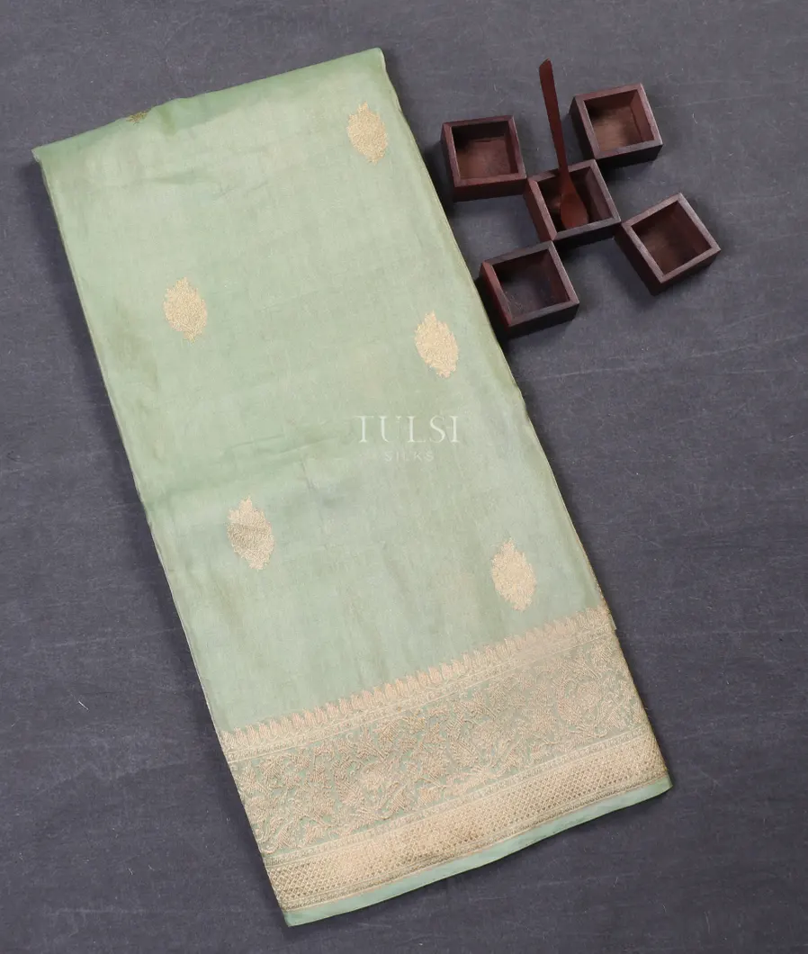 Green Banaras Tissue Silk Saree T537740-image