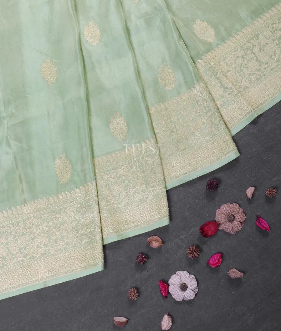 Green Banaras Tissue Silk Saree T5377402