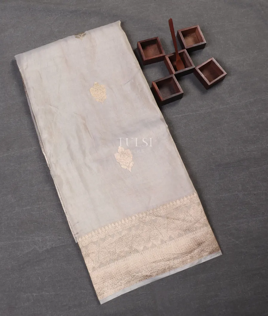 Grey Banaras Tissue Silk Saree T537748-image