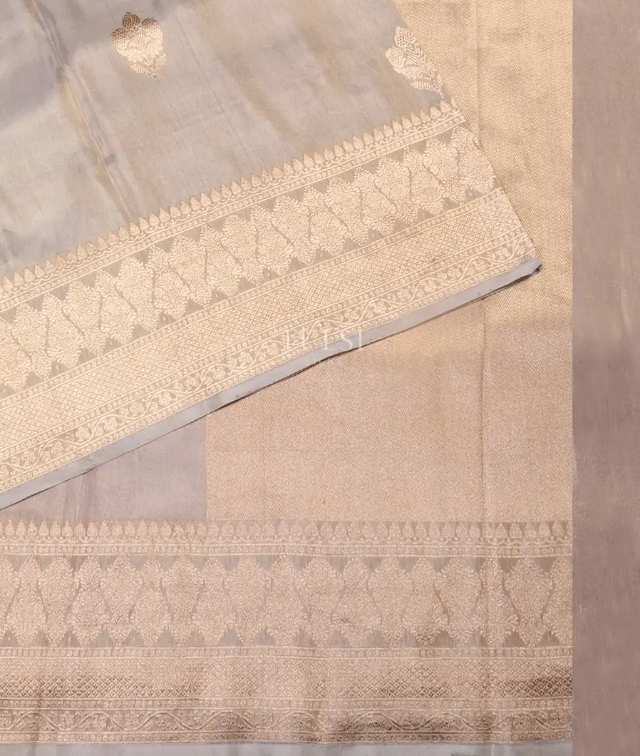 Grey Banaras Tissue Silk Saree T5377484