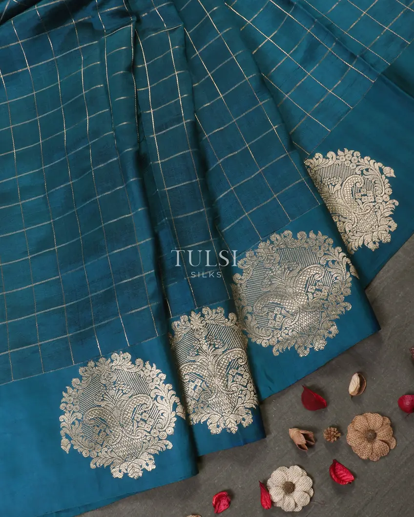 Blue Banaras Silk Saree T5378622