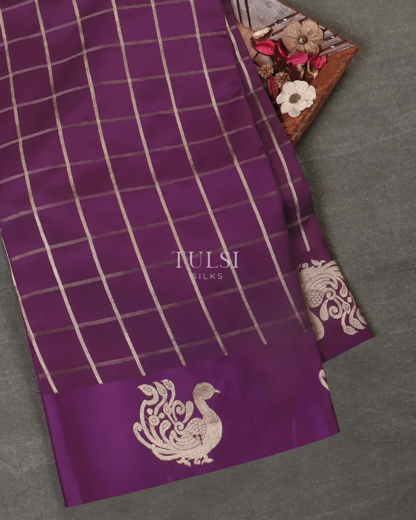 Purple Banaras Silk Saree T537669-image