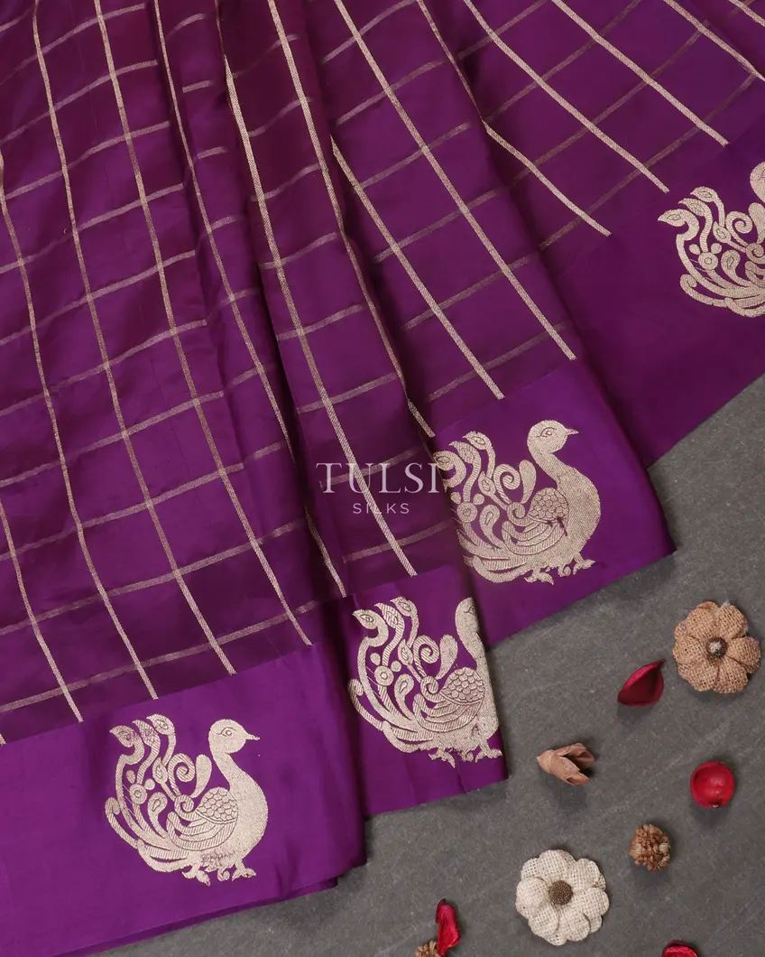Purple Banaras Silk Saree T5376692