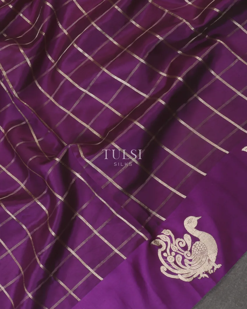 Purple Banaras Silk Saree T5376695