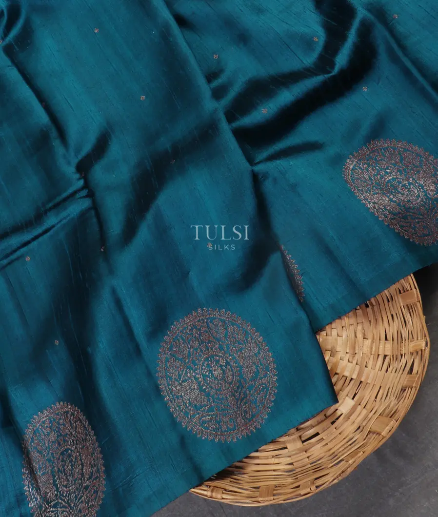Blue Banaras Tussar Saree T537858-image