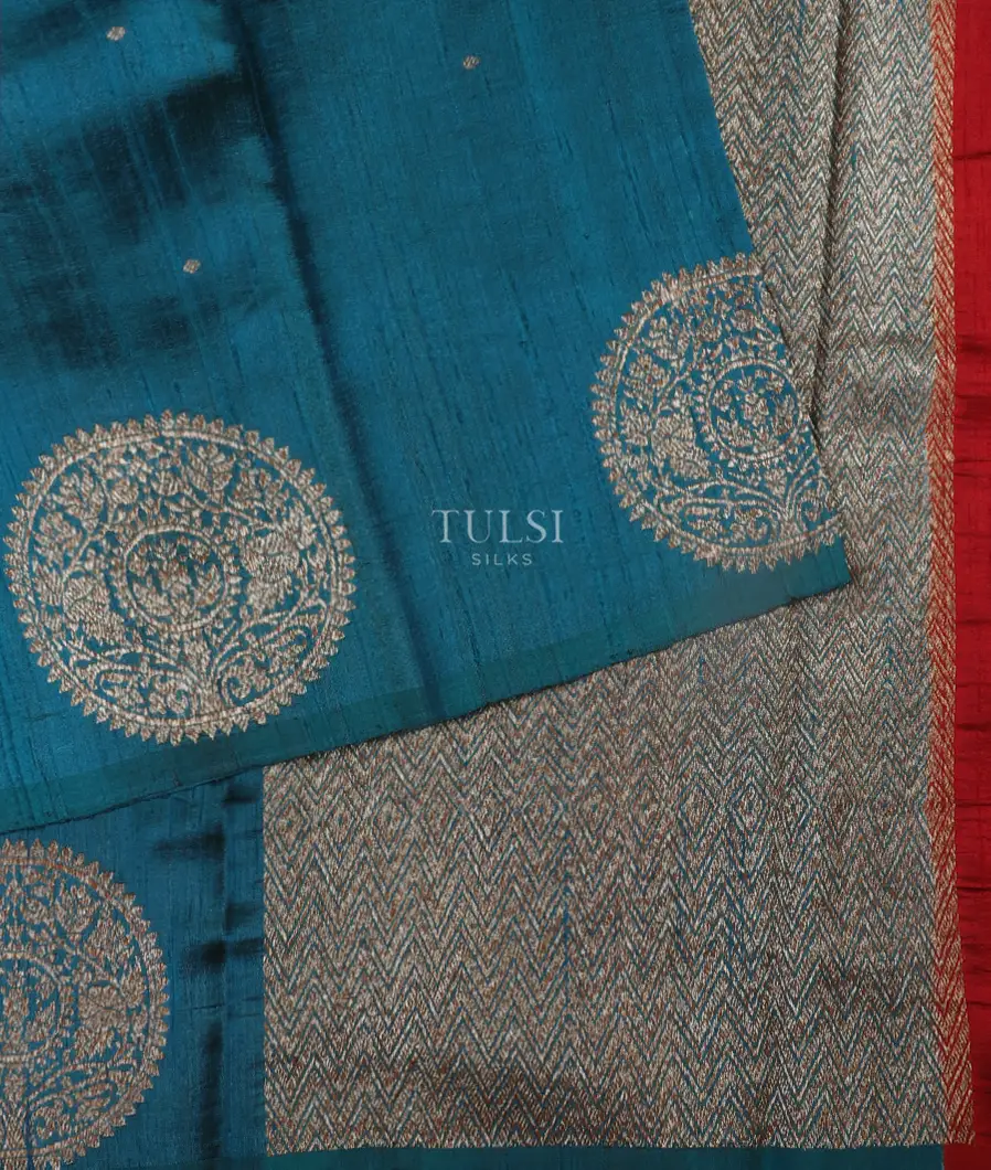 Blue Banaras Tussar Saree T5378582