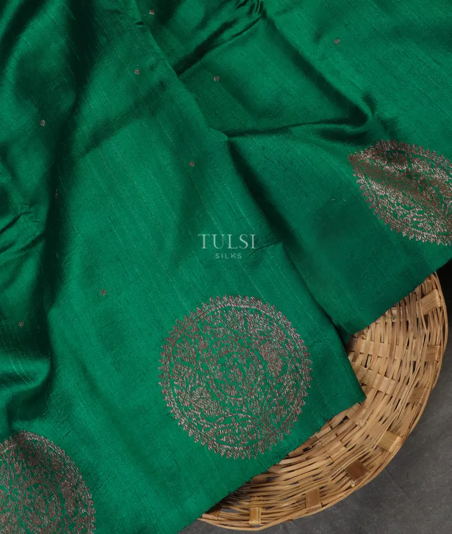 Green Banaras Tussar Saree T537845-image