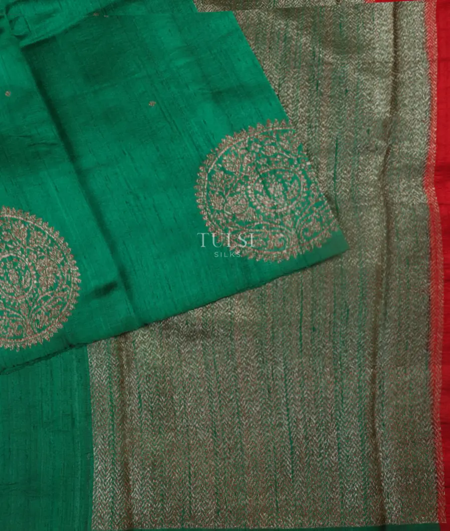 Green Banaras Tussar Saree T5378452