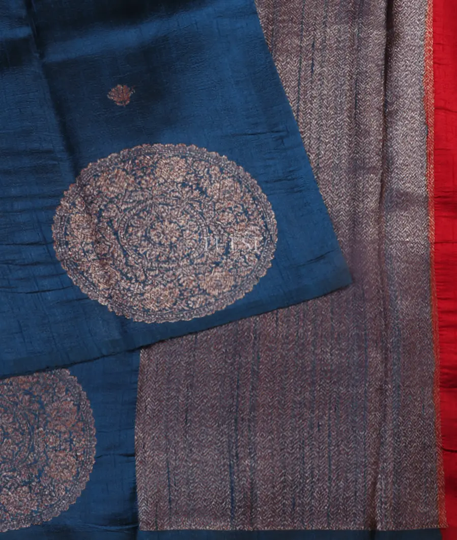 Blue Banaras Tussar Saree T5378442