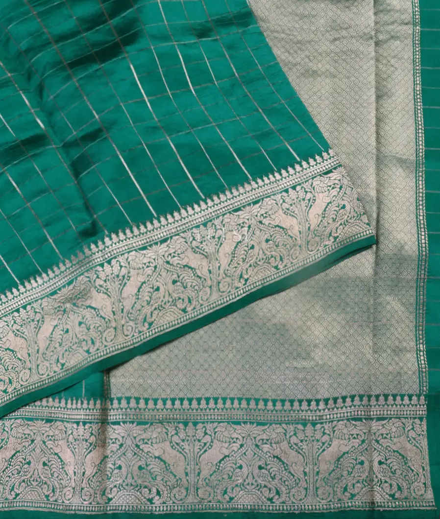 Bluish Green Banaras Silk Saree T5376852