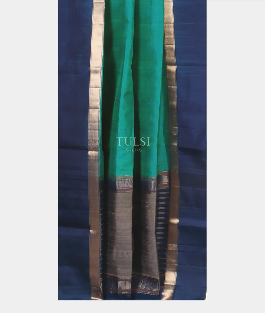 Bluish Green Soft Silk Saree T5252632