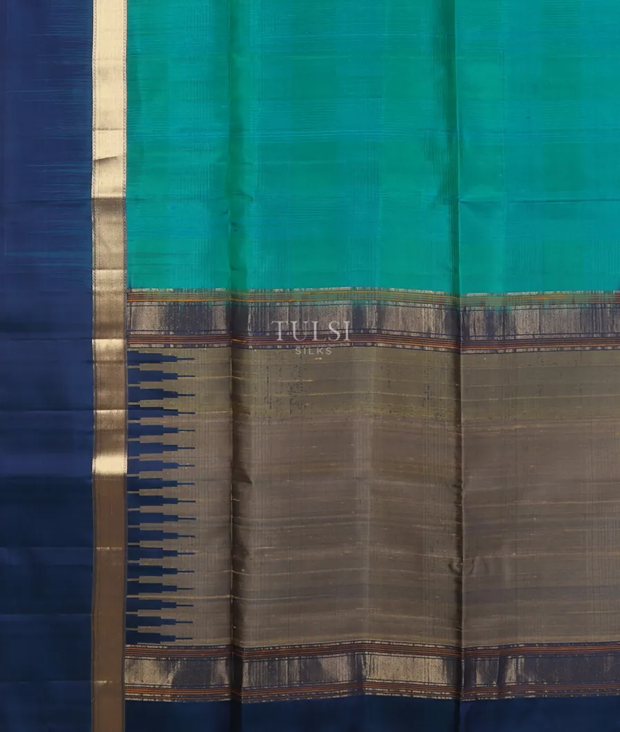 Bluish Green Soft Silk Saree T5252634