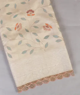 Beige Tussar Embroidery saree T4927731