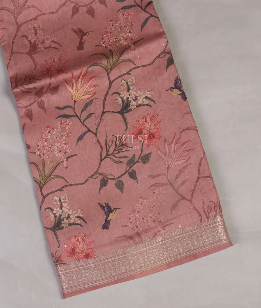 Pink Tussar Printed Saree T518937-image