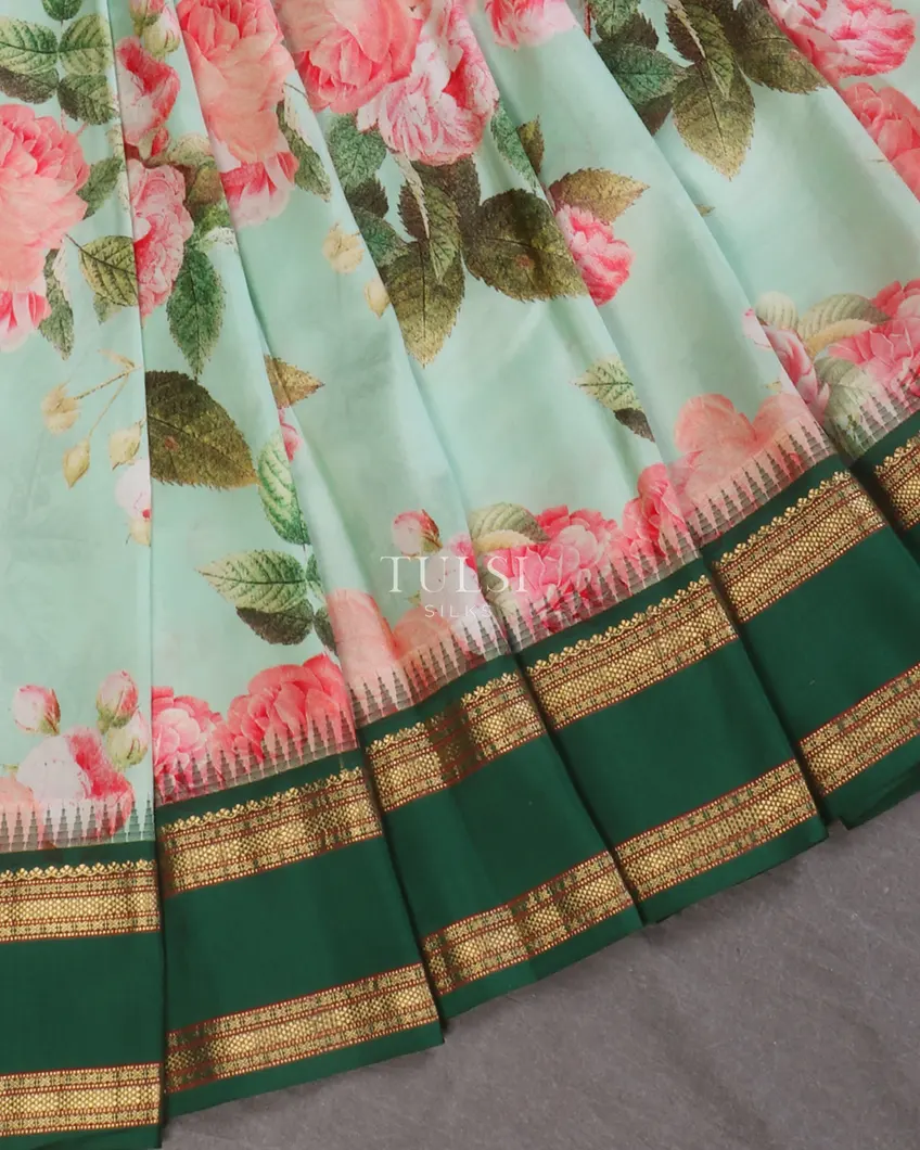 Blue Printed Soft Silk Saree T5360532