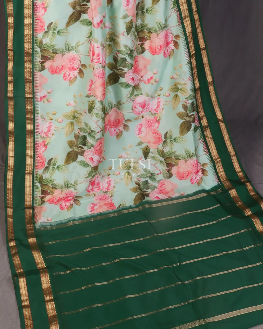 Blue Printed Soft Silk Saree T5360534